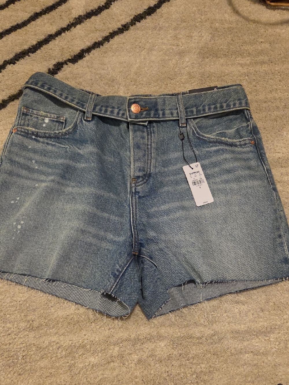Express Light Blue High-Rise Denim Shorts